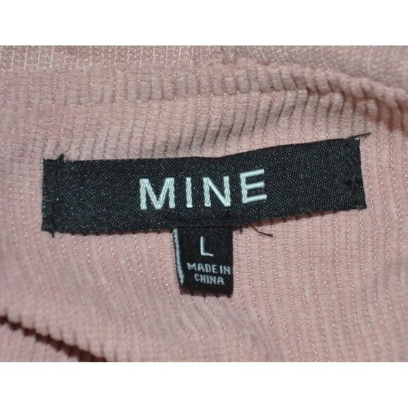 MINE Ladies Dusty Rose Pink Crop Corduroy Hooded Jacket Size L Full Zip Hoodie - Picture 10 of 12